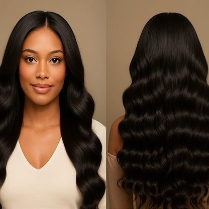 Body Wave 13X6 HD Lace Frontal Wing - 200% Density - Natural Black - Glueless  Human Hair 