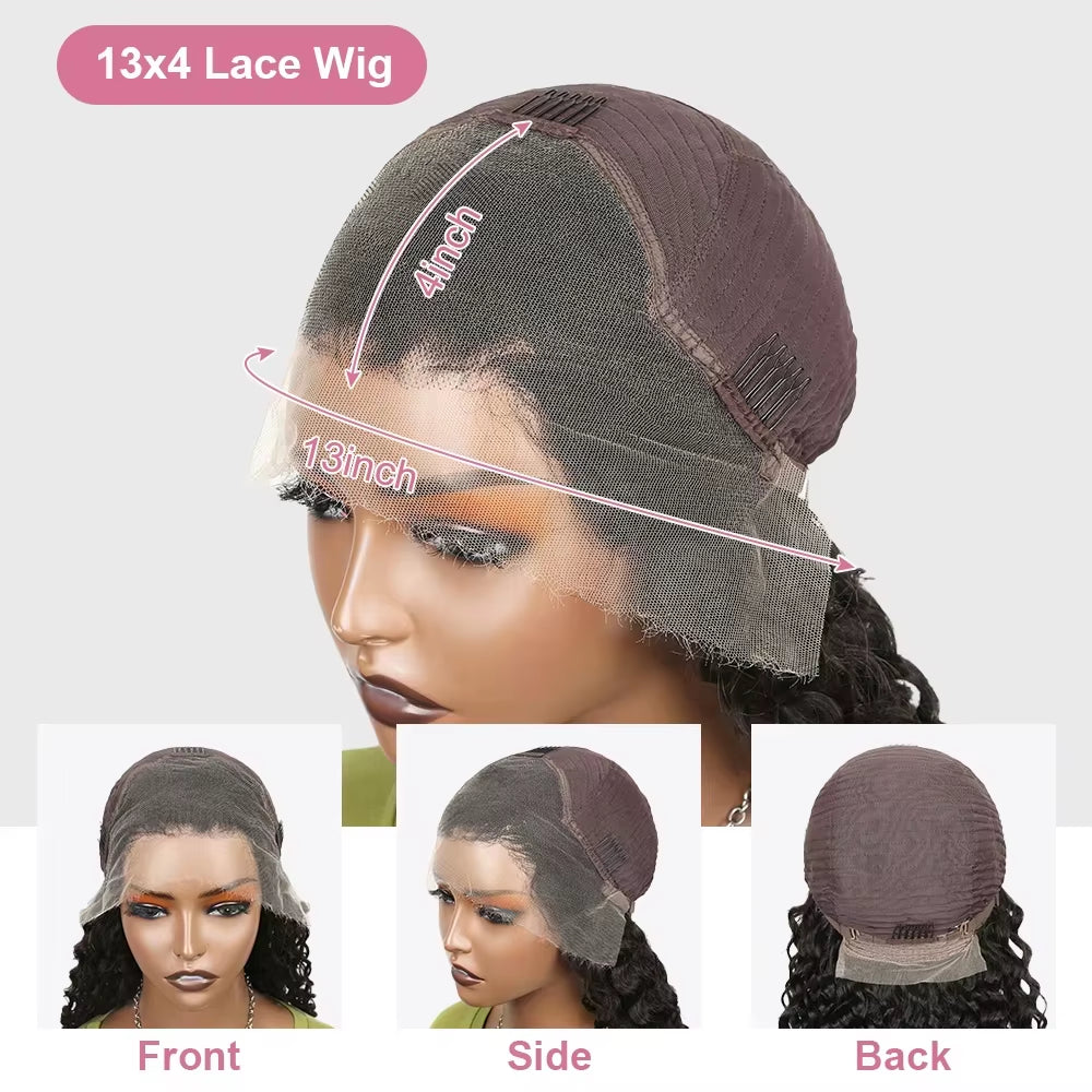 250% Body Wave HD Lace Frontal Wig Short Bob Wig Human Hair Glueless Human Hair Wavy 13x4 Transparent Lace Front Wigs For Women