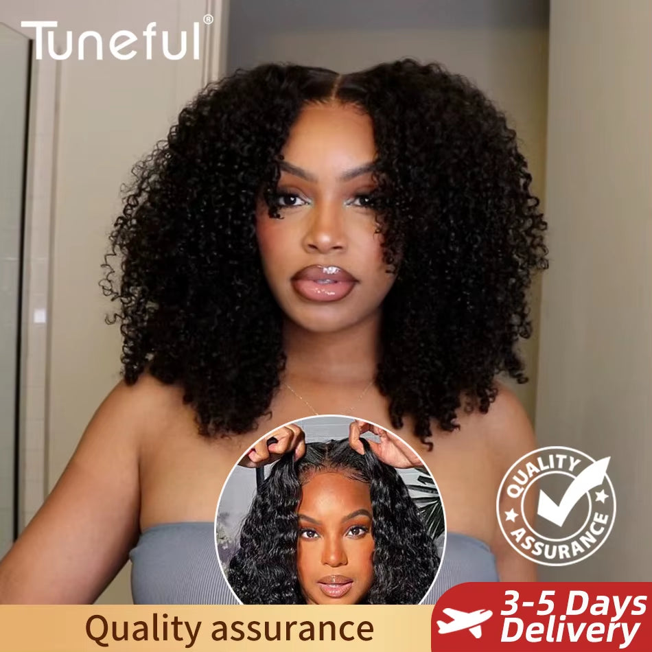 10A 100% Glueless Wigs Human Hair Wigs Ready to Wear Bleached Knots 6X4 Pre Cut HD Transparent Glueless Lace Wigs Kinky Curly