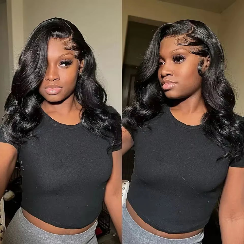 250% Body Wave HD Lace Frontal Wig Short Bob Wig Human Hair Glueless Human Hair Wavy 13x4 Transparent Lace Front Wigs For Women