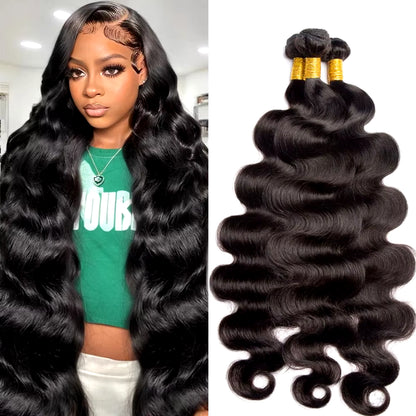 12A 100% Human Hair Bundles Body Wave Bundles Human Hair 30 Inch Body Wave Hair Weave 1Pc/100G Natural Raw Human Hair Extensions